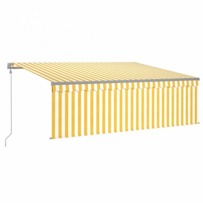 Copertina automata cu stor&amp;amp;senzor vant&amp;amp;LED, galben&amp;amp;alb, 4x3 m foto