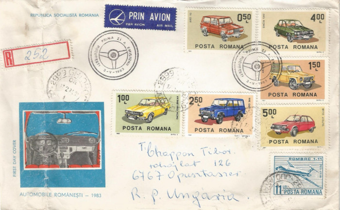 Romania, FDC circulat extern (7), Ungaria, 1984