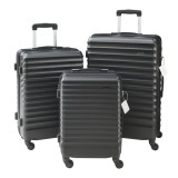 Set 3 trolere de calatorie Pona ABS negre cu lacat TSA si roti 360&deg;