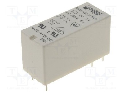 Releu electromagnetic DPST-NO 5VDC 8A 250VAC RELPOL RM84 foto