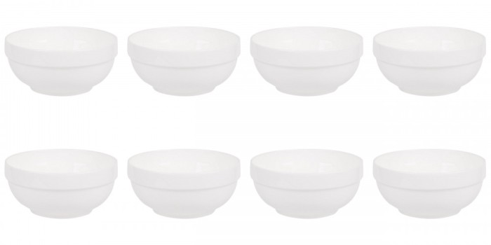 Set boluri, 8 piese, 1.2 l, Portelan, Alb
