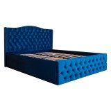Pat Matrimonial Ofelia tapitat cu somiera rabatabila diverse dimensiuni, culoare albastru - 140x200