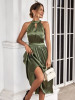 Rochie midi, cu umerii goi, verde, dama, Shein