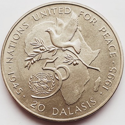 2402 Gambia 20 Dalasis 1995 United Nations km 37 UNC foto