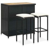Cumpara ieftin Set mobilier de bar, 3 piese, negru, poliratan