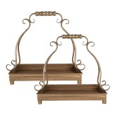 Cumpara ieftin Set 2 tavi metal auriu 43x26x41 / 34x21x30 cm