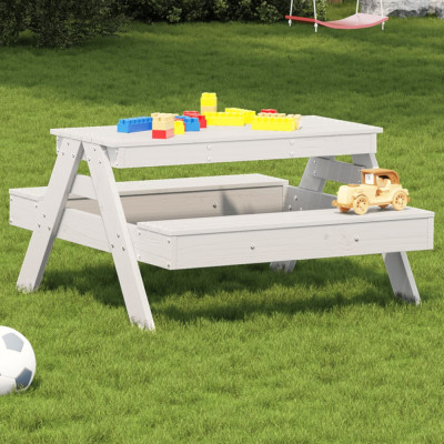 vidaXL Masă de picnic pentru copii, alb, 88x97x52 cm, lemn masiv pin 832597 foto