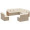 Set canapele de gradina cu perne, 11 piese, bej, poliratan