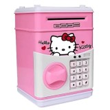 Pușculiță Copii ATM Hello Kitty cu Cod PIN și Seif, Educativă, Baterii, 14.5x13x19.5 cm