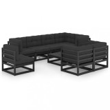 Set mobilier gradina cu perne, 9 piese, lemn masiv de pin