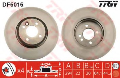 Disc frana MINI MINI Cabriolet (R52) (2004 - 2007) TRW DF6016 foto