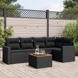 Cumpara ieftin Set mobilier de grădină cu perne, 6 piese, negru, poliratan