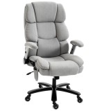 HOMCOM Scaun de birou extra lat cu suport lombar cu airbag, scaun de birou cu apărători rabatabile, arcuri pocket, Gri deschis | Aosom Romania