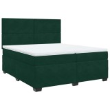 Cumpara ieftin Pat box spring cu saltea, verde inchis, 200x200 cm, catifea