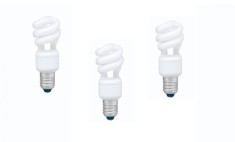 SET 3 becuri fluorescent Panasonic, soclu E27, putere 8W, forma spirala, lumina alb calda, alimentare 220 - 240 V, &quot;EFD8E27HD3E-3&quot; (timbru verde 1.35