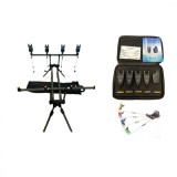 Set Rod Pod cu 4 posturi + Set 4 avertizori wireless cu statie + 4 Swingere, EAST SHARK