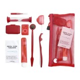 Kit igienă orală Generic, curățare dinți și limbă, 8 piese, roșu