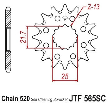 Pinion fata 12 dinti pas lant 520 (racing) - Kawasaki KX 250 - ER-6F - Vulcan 650 - Suzuki - Yamaha TZR 250 - WR - YFZ - YZ 426-450 foto