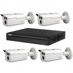 Kit supraveghere video pentru exterior cu 4 camere Dahua 2MP HDCVI IR 80m IP66 , soft internet foto