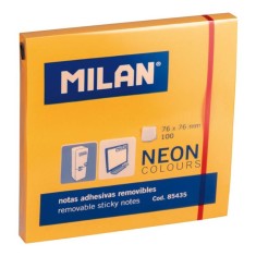 Set 10 Notite Adezive MILAN, 76x76 mm, 100 File, Portocaliu Neon, Bloc Notes, Post-it, Sticky Notes, Bloc de Hartie, Memo Adeziv, Set Notite Adezive, foto