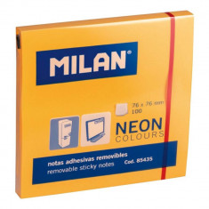 Set 10 Notite Adezive MILAN, 76x76 mm, 100 File, Portocaliu Neon, Bloc Notes, Post-it, Sticky Notes, Bloc de Hartie, Memo Adeziv, Set Notite Adezive,