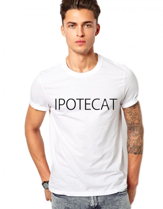 Tricou alb barbati - Ipotecat - M