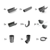 Set Complet Jgheaburi Grafit 8m, Sistem 75