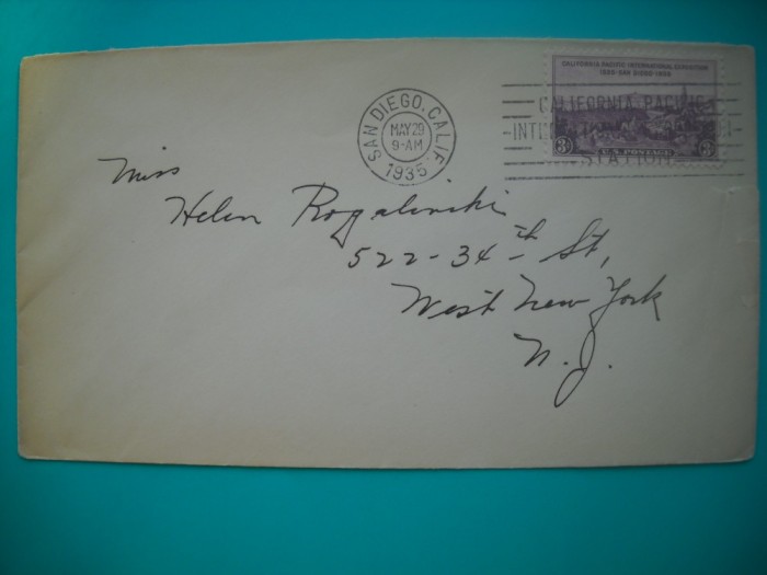 HOPCT PLIC S FDC NR 784 EXPOZITIA INT SAN DIEGO -CALIFORNIA 1535-1935 -SUA -CIRCULAT