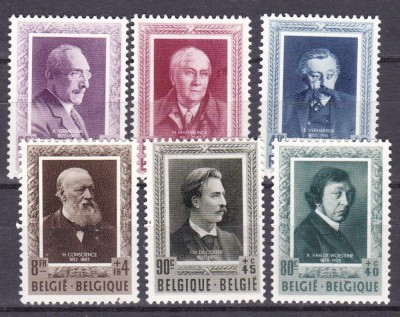 Belgia 1952 scriitori MI 941-946 MNH foto
