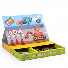 Carte magnetica, Joc Educativ Stem, Trafic, piese puzzle cu mijloace de transport foto