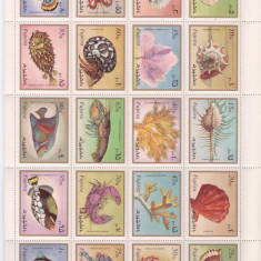 FUJEIRA-Fauna marina-coala cu 20 timbre nestampilate MNH