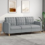 Gossi canapea cu 3 locuri, gri deschis, material 180cm textil