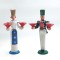 2 Sfesnice din lemn 27 cm inaltime suport lumanari figurine miner + inger Erzgebirge folk art