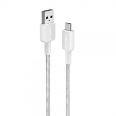 Cablu alimentare si date Anker, USB-A (T) la USB Type-C (T), 0.9m rata transfer 480 Mbps, invelis nylon, braided, alb, &amp;quot;A81H5G21&amp;quot; (timbru verde 0.03 l foto