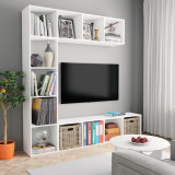 VidaXL Set bibliotecă/dulap TV, 3 piese, alb, 180 x 30 x 180 cm