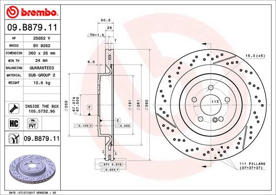 BREMBO 09.B879.11 PRIME LINE - UV Coated Disc frana