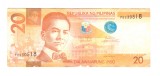 Bancnota Filipine 20 piso/peso 2014, circulata, stare buna