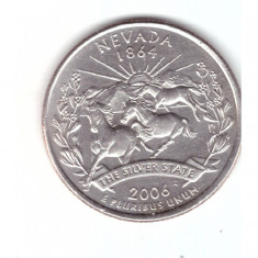 Moneda SUA 25 centi/quarter dollar 2006 D, Nevada 1864, stare foarte buna