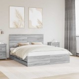 Cumpara ieftin Cadru de pat cu sertar Gri Sonoma 160 x 200 cm Lemn Ingineresc
