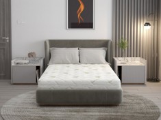 Saltea cu spuma poliuretanica Confort 4Family 90x190, inaltime 14 cm, cu Aloe Vera, husa lavabila si detasabila cu fermoar, fermitate medie