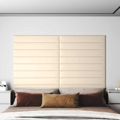 vidaXL Panouri de perete 12 buc. crem 90x15 cm catifea 1,62 m&sup2; 343899