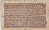 ROMANIA 25 bani BGR 1917 uzata