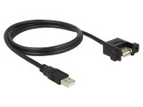 Cablu USB 2.0 DELOCK 85106, USB A aurit 1m negru, soclu ambele părți