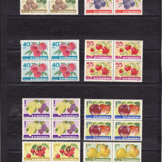 ROMANIA 1963 LP 568 FRUCTELE IZVOR DE SANATATE BLOCURI DE 4 TIMBRE MNH