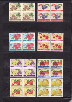 ROMANIA 1963 LP 568 FRUCTELE IZVOR DE SANATATE BLOCURI DE 4 TIMBRE MNH foto