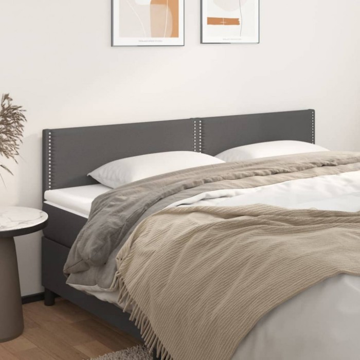 vidaXL Tăblii de pat, 2 buc, gri, 100x5x78/88 cm, piele ecologică 345996