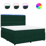Cumpara ieftin Pat box spring cu saltea, verde inchis, 180x200 cm, catifea