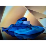Cumpara ieftin Eșarfă Mătase Naturală Unisex Napoli, Dublă Față, 185x65cm, Albastru/Bleu, Made in Italy