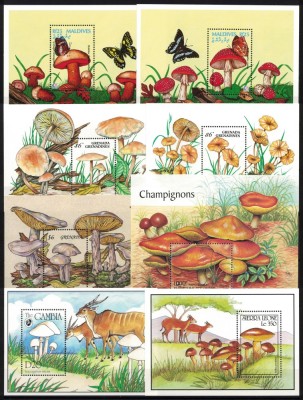 💦 CIUPERCI, FLUTURI, NATURA 💦 / blocuri MNH (cota Michel 40&amp;euro;) foto