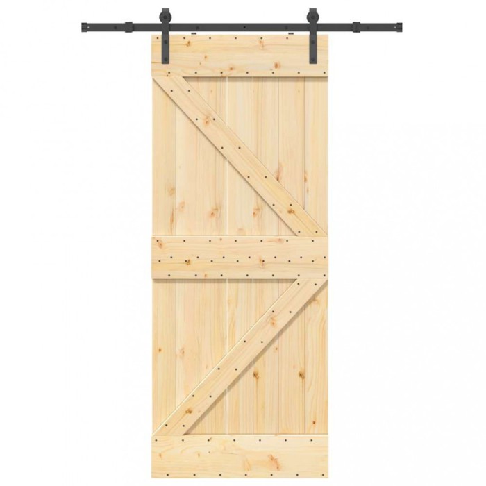 vidaXL Ușă glisantă cu set de feronerie 85x210 cm, lemn masiv de pin 3332605